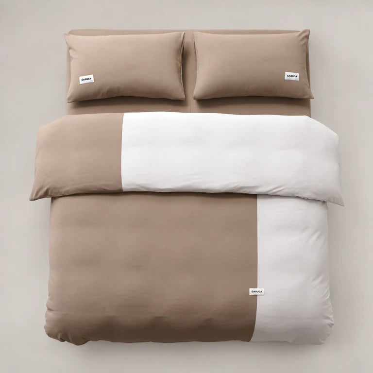 Peecatboo Pet Hair-Resistant Bedding Set in brown and ivory